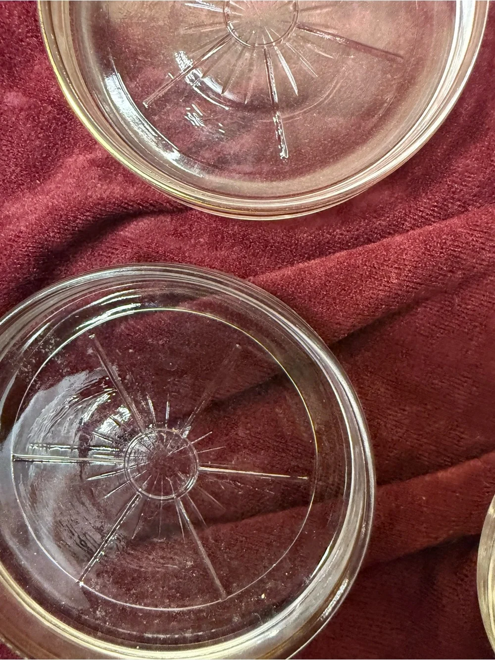 Set of 8 Vintage Atomic Sunburst Starburst Glass Coasters with Gold Trim #Bar